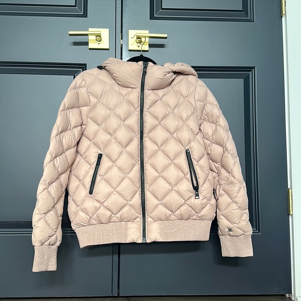 Girls Soai & Kyo Short Pink Down Quilted Coat